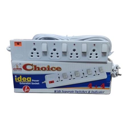 Choice New Lumino Power Extention Socket 4+4 - 10 MTR